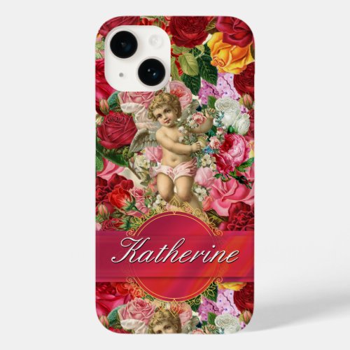 Vintage Delicate Victorian Roses and Cherub Case_Mate iPhone 14 Case