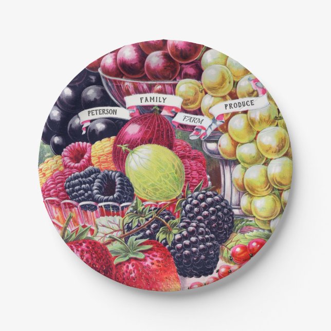 Vintage Delicious Fruit Paper Plates (Front)