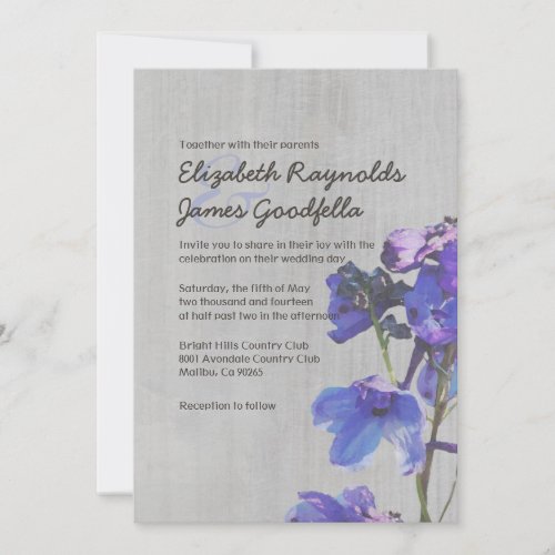 Vintage Delphinium Wedding Invitations