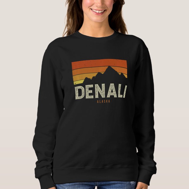 Vintage Denali Alaska Mountains Sunset Retro Premi Sweatshirt (Front)