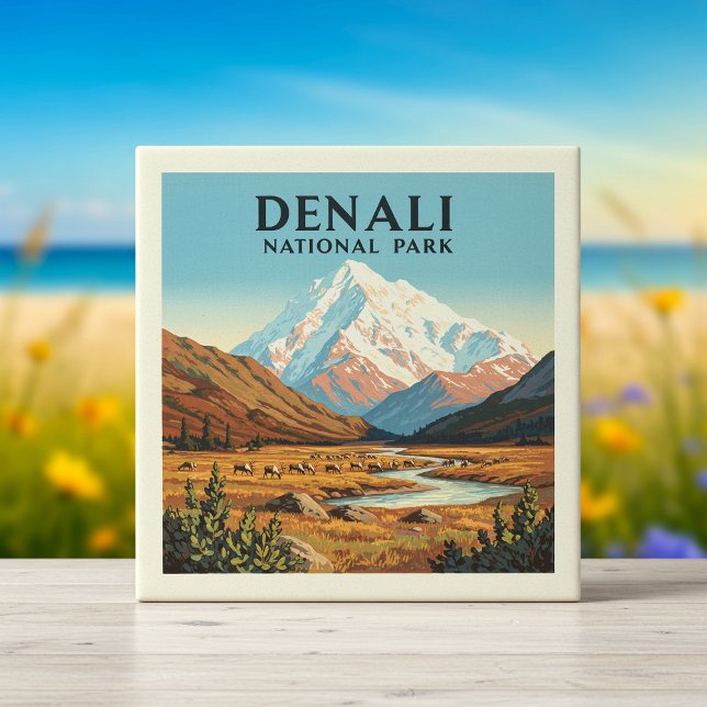  Vintage Denali National Park Ceramic Tile (Creator Uploaded)