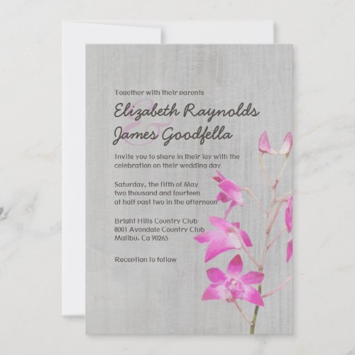 Vintage Dendrobium Orchid Wedding Invitations