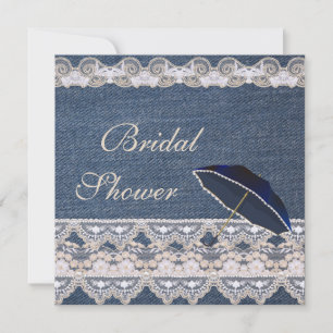 Vintage Denim and Lace Bridal Shower Invitation