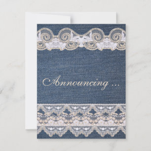 Vintage Denim and Lace Marriage Announcement