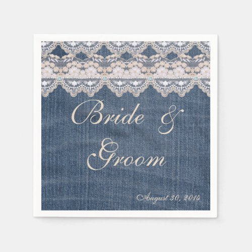 Vintage Denim and Lace Paper Napkins