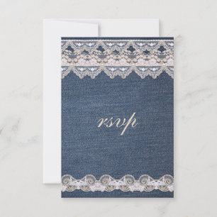 Vintage Denim and Lace RSVP Wedding Invitation