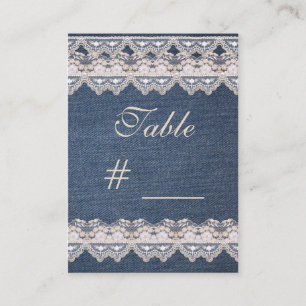 Vintage Denim and Lace Table Number Card