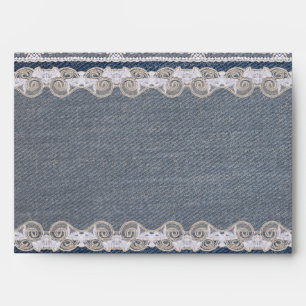 Vintage Denim and Lace Wedding Envelope