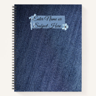 Vintage Denim Black Cat Customizable Name Notebook