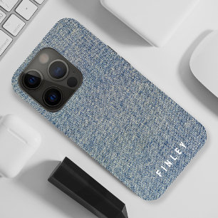 Vintage Denim Blue Jeans Look iPhone 15 Pro Case