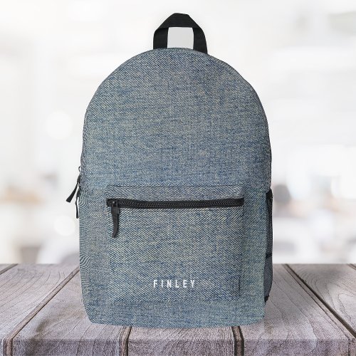 Vintage Denim Blue Jeans Look Printed Backpack