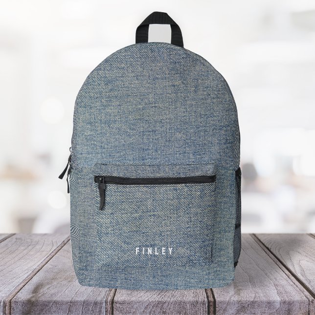 Vintage Denim Blue Jeans Look Printed Backpack (Creator Uploaded)
