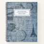 Vintage Denim Eiffel Tower Name Notebook
