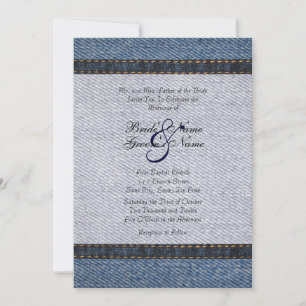 Vintage Denim Jeans Wedding Invitation