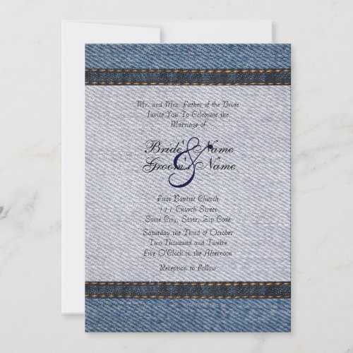 Vintage Denim Jeans Wedding Invitation