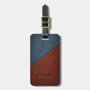 Vintage Denim Leather Luggage Tag