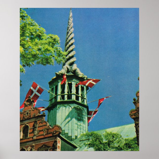 Vintage Denmark, Copenhagen Stock Exchange, Poster (Front)