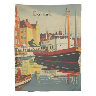Vintage Denmark Harbor Scandinavian Style Duvet Cover