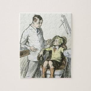 Vintage Dental, Dentist with a Boy in the Chair Jigsaw Puzzle