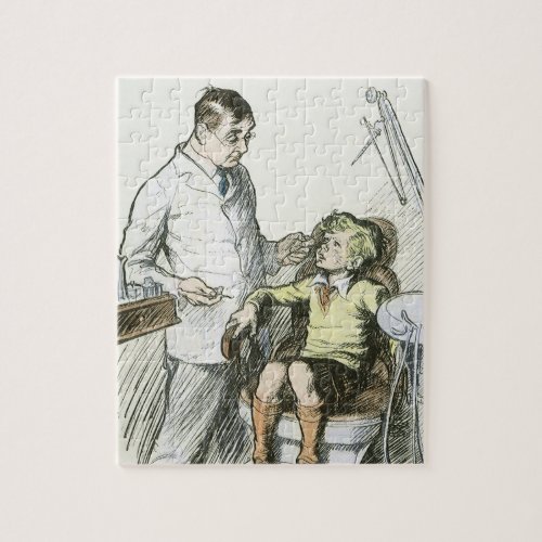 Vintage Dental Dentist with a Boy in the Chair Jigsaw Puzzle