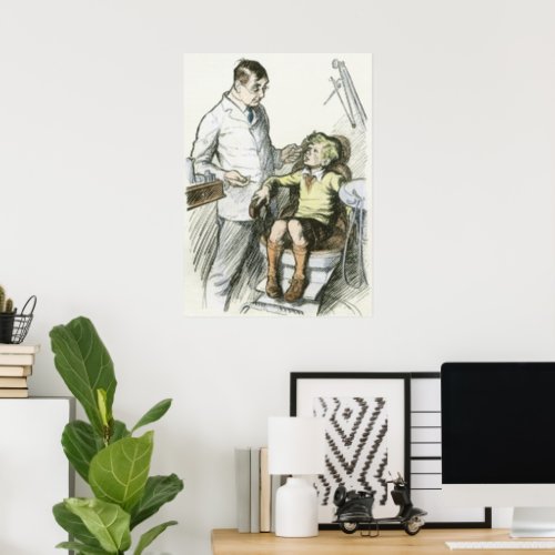 Vintage Dental Dentist with a Boy in the Chair Poster