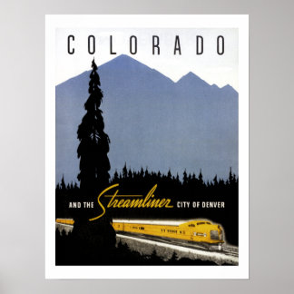 Vintage Denver Colorado Railroad Travel Poster