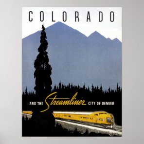 Vintage Denver Colorado Railroad Travel Poster