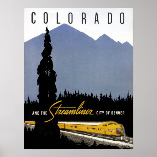 Vintage Denver Colorado Railroad Travel Poster