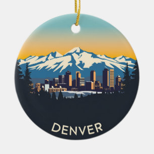 Vintage Denver Colorado Travel Ceramic Ornament