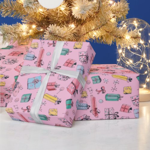 Vintage Department Store Gifts Peppermint Pink Wrapping Paper