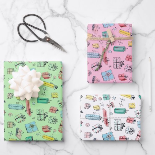 Vintage Department Store Gifts Retro Pastel Color Wrapping Paper Sheets