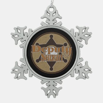 Vintage Deputy Sheriff Snowflake Pewter Christmas Ornament by LawEnforcementGifts at Zazzle