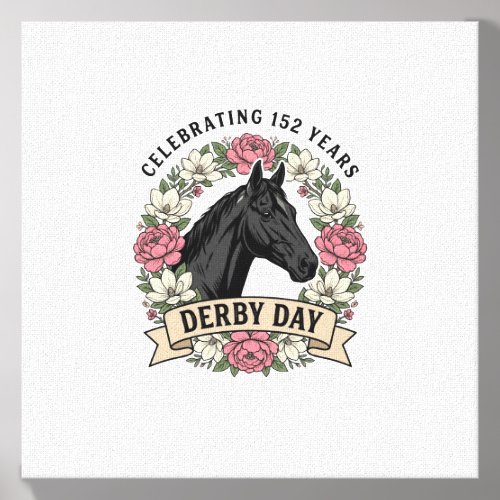 Vintage Derby Day Horse Floral Shirt Design Canvas Photo Tile