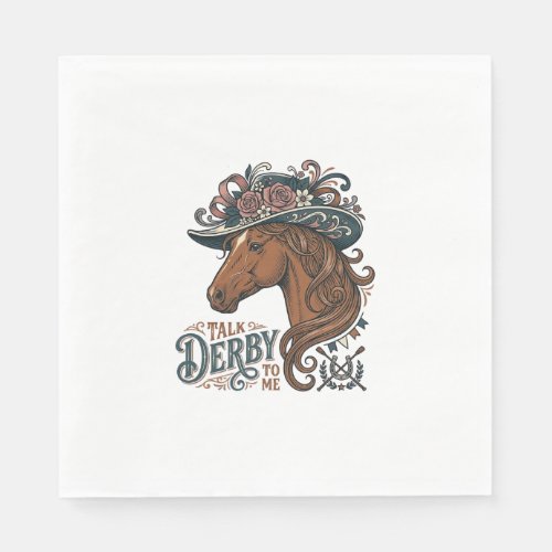Vintage Derby Horse Floral Hat Shirt Design_1 Napkins