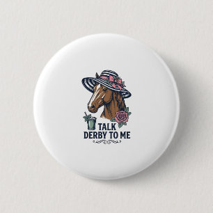 Vintage Derby Horse Hat Talk Derby To Me Design Button