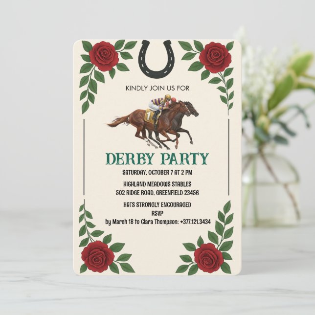 Vintage Derby Horse Racing Party Invite (Standing Front)