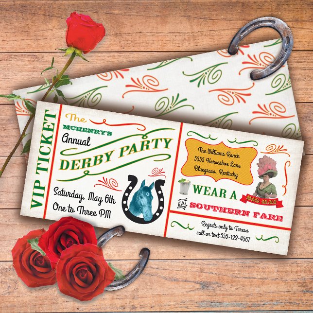 Vintage Derby Horse Racing Party Ticket Invitation (Creator Uploaded)