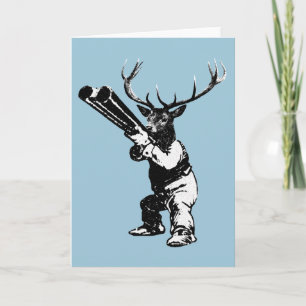 vintage des hunting holiday card