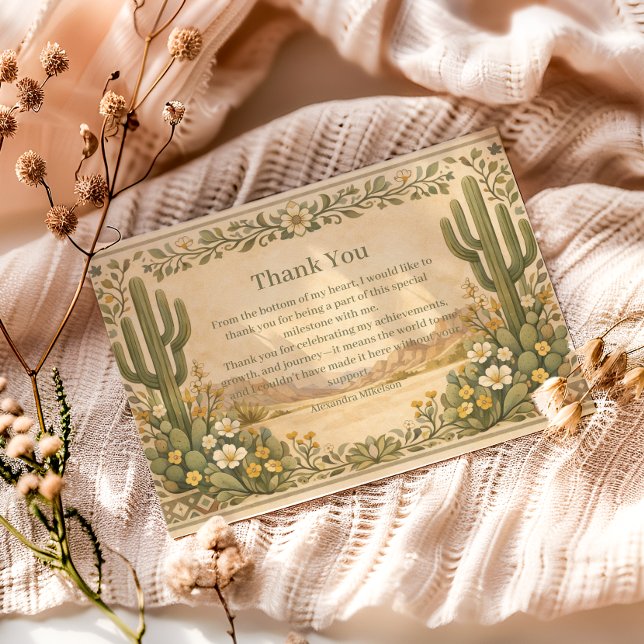 Vintage Desert Botanicals Birthday Thank You Card (Creator Uploaded)