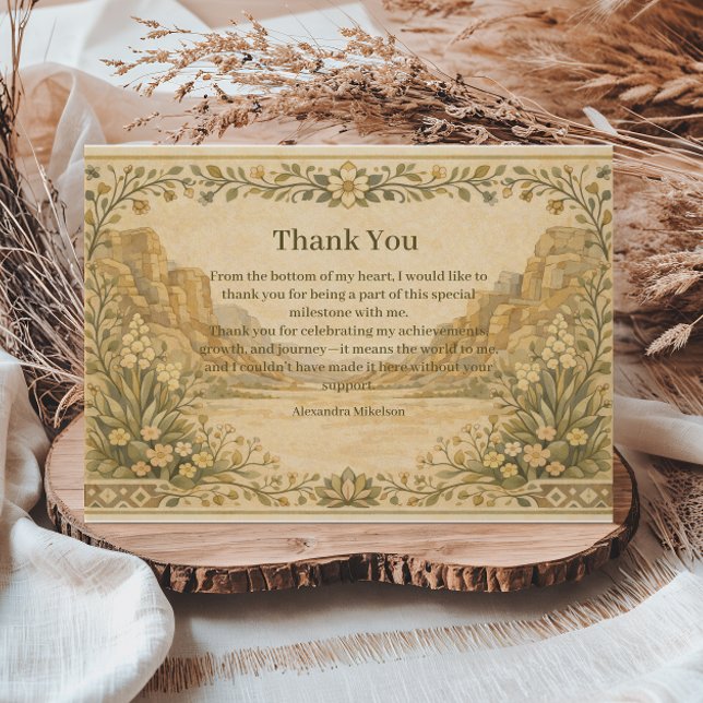 Vintage Desert Florals Birthday Thank You Card (Creator Uploaded)