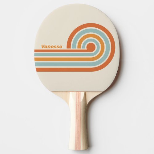 Vintage Desert Flower Curl Stripes with Name Ping Pong Paddle