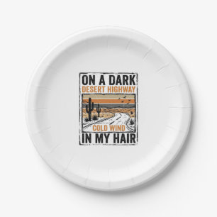 Vintage Desert Highway Wind Graphic T-Shirt Design Paper Plates