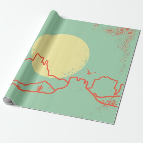 Vintage Desert landscape with Cactuses and Canyon Wrapping Paper