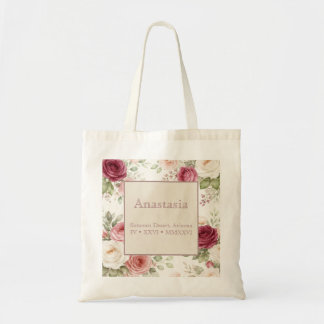 Vintage Desert Rose Personalized Floral Tote Bag