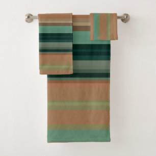 Vintage Desert Stripes in Teal, Terracotta & Sage Bath Towel Set