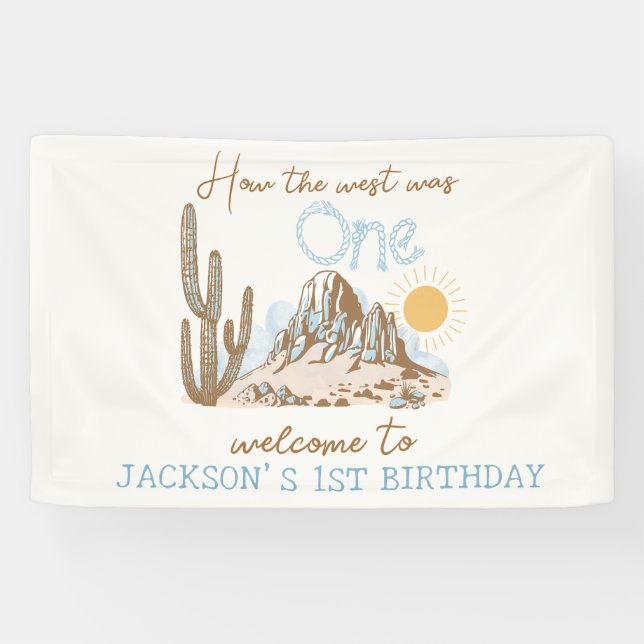 Vintage Desert Western 1st Birthday Welcome Banner (Horizontal)