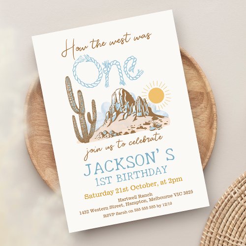 Vintage Desert Western Wild West 1st Birthday Invitation