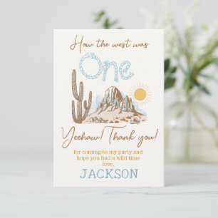 Vintage Desert Western Wild West 1st Birthday Thank You Card