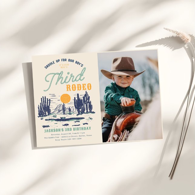 Vintage Desert Western Wild West 3rd Birthday Invitation (Creator Uploaded)