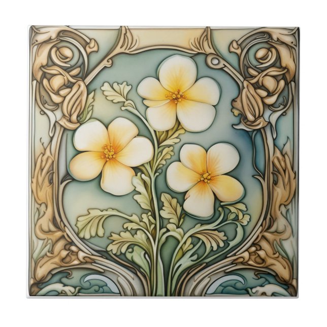 vintage design antique peranakan ceramic tile (Front)